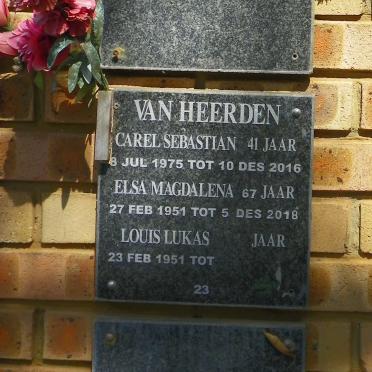 HEERDEN Louis Lukas, van 1951- &amp; Elsa Magdalena 1951-2018 :: VAN HEERDEN Carel Sebastian 1975-2016