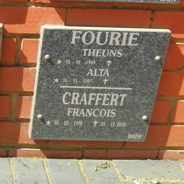 FOURIE Theuns 1949- &amp; Alta 1957- :: CRAFFERT Francois 1978-2010