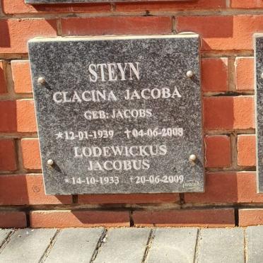 STEYN Lodewickus Jacobus 1933-2009 &amp; Clacina Jacoba JACOBS 1939-2008