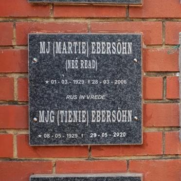 EBERSÖHN M.J.G. 1929-2020 &amp; M.J. READ 1929-2006