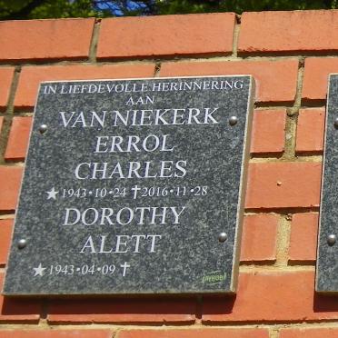 NIEKERK Errol Charles, van 1943-2016 &amp; Dorothy Alett 1943-