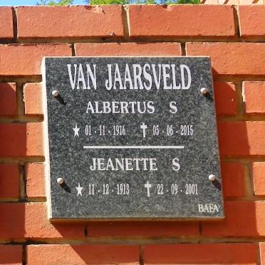 JAARSVELD Albertus S., van 1916-2015 &amp; Jeanette S. 1913-2001