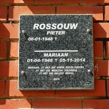 ROSSOUW Pieter 1948- &amp; Mariaan 1948-2014