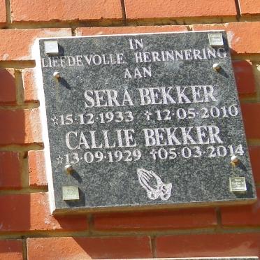 BEKKER Callie 1929-2014 &amp; Sera 1933-2010