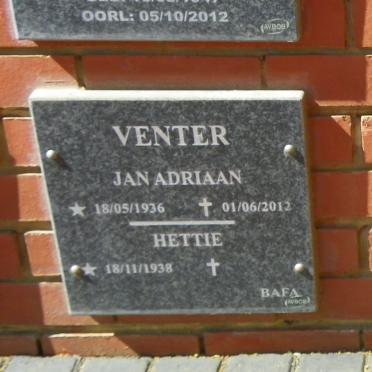 VENTER Jan Adriaan 1936-2012 &amp; Hettie 1938-