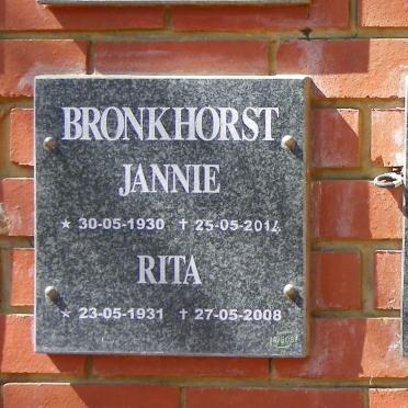 BRONKHORST Jannie 1930-2014 &amp; Rita 1931-2008