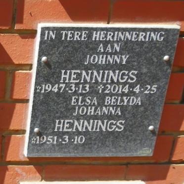 HENNINGS Johnny 1947-2014 &amp; Elsa Belyda Johanna 1951-