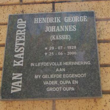 KASTEROP Hendrik George Johannes, van 1928-2000