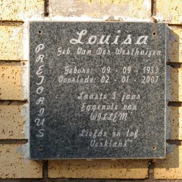 PRETORIUS Louisa nee VAN DER WESTHUIZEN 1933-2007