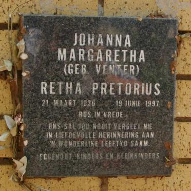 PRETORIUS Johanna Margaretha nee VENTER 1936-1997