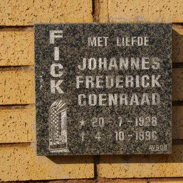 FICK Johannes Frederick Coenraad 1928-1996