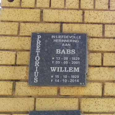 PRETORIUS Willem 1929-2014 &amp; Babs 1929-2001