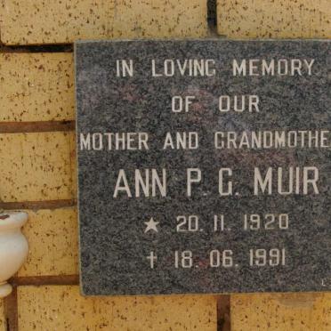 MUIR Ann P.G. 1920-1991