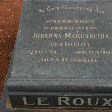 ROUX Johanna Margaritha, le nee COERTZE 1911-1964