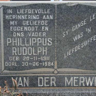 MERWE Phillippus Rudolph, van der 1911-1984