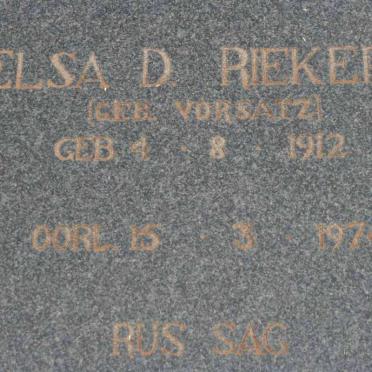 RIEKERT Elsa D. nee VORSATZ 1912-1974