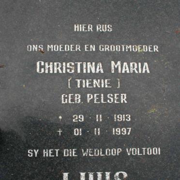 LUUS Christina Maria nee PELSER 1913-1997