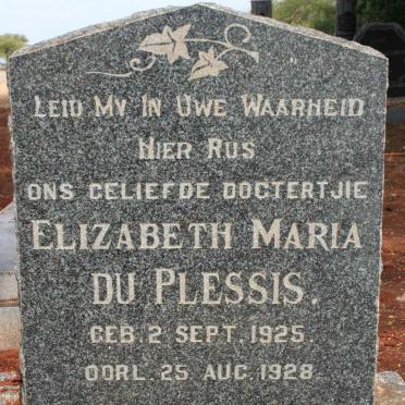 PLESSIS Elizabeth Maria, du 1925-1928