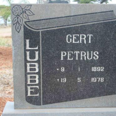 LUBBE Gert Petrus 1892-1978