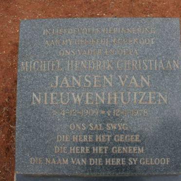 NIEUWENHUIZEN Michiel Hendrik Christiaan, Jansen van 1909-1978