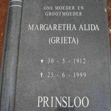 PRINSLOO Margaretha Alida 1912-1999