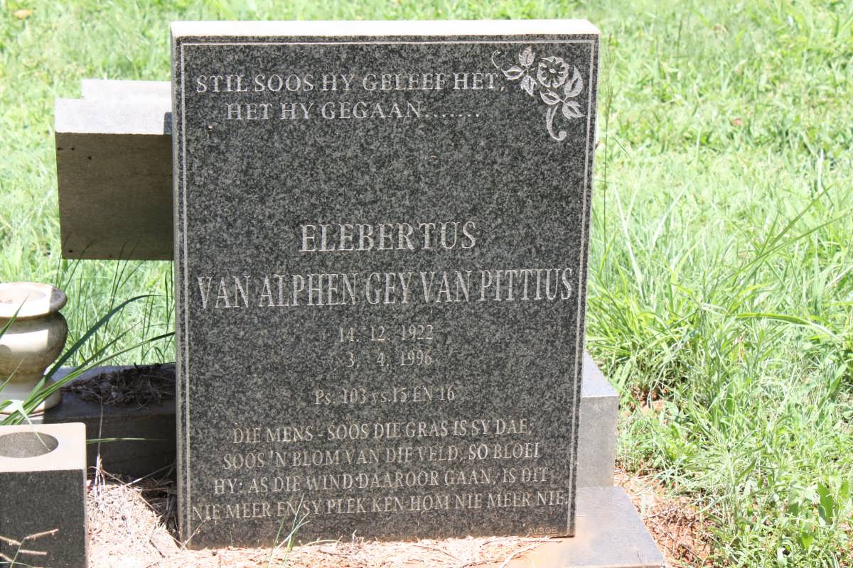 PITTIUS Elebertus, van Alphen Gey van 1922-1996