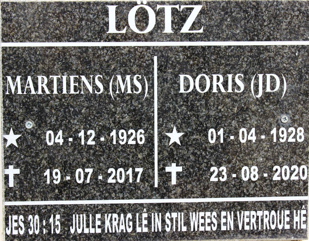 LOTZ M.S. 1926-2017 &amp; J.D. 1928-2020