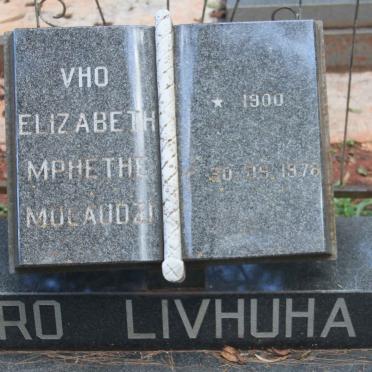 MULAUDZI Vho Elizabeth Mphethe 1900-1976