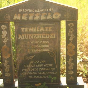 NETSELO Tshilate Munzhedzi 1933-2008