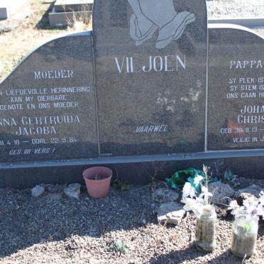 VILJOEN Johannes Christiaan 1913-2004 &amp; Anna Getruida Jacoba 1918-1984