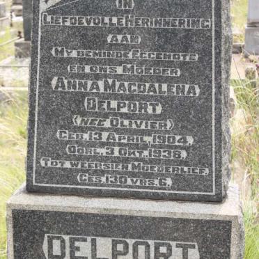 DELPORT Anna Magdalena nee OLIVIER 1904-1938