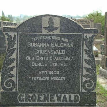 GROENEWALD Susanna Salomina nee BRITS 1867-1951
