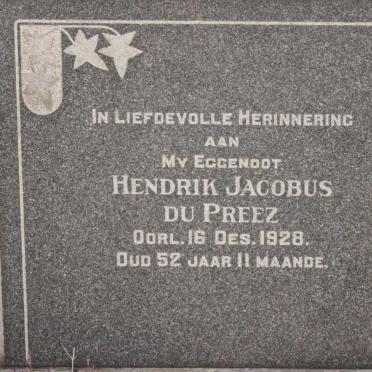 PREEZ Hendrik Jacobus, du -1928