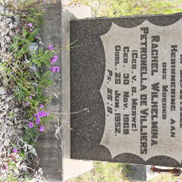 VILLIERS Rachel Wilhelmina Petronella, de geb V.D.MERWE 1868-1952
