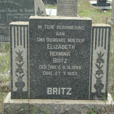 BRITZ Elizabeth Hermina nee VREY 1866-1953