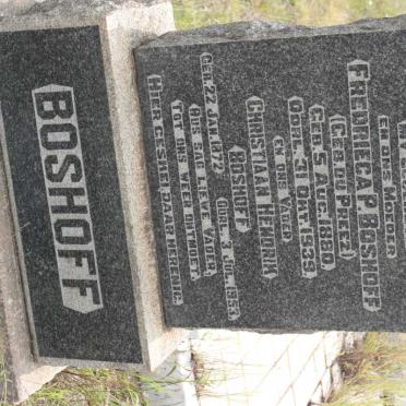 BOSHOFF Christiaan Hendrik 1872-1953 &amp; Fredrieca P. DU PREEZ 1880-1939