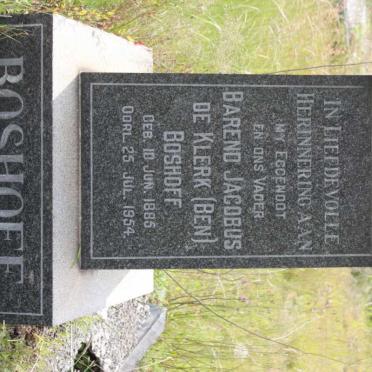 BOSHOFF Barend Jacobus de Klerk 1885-1954