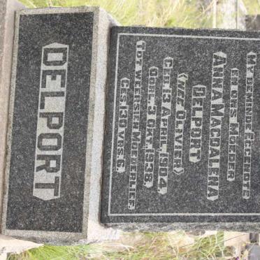 DELPORT Anna Magdalena nee OLIVIER 1904-1938