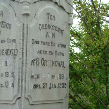 GROENEWALD R.B. 1862-1935 &amp; Hester A. PRINSLOO 1873-1944