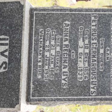 UYS Petrus Gerhardus 1856-1939 &amp; Anna Regina BEUKES 1861-1931