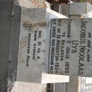 UYS Jacobus Nicolaas 1895-1924