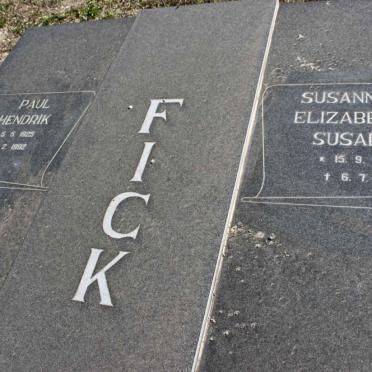 FICK Paul Hendrik 1925-1992 &amp; Susanna Elizabeth Susara 1925-1991