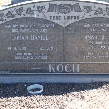 KOCH Johan Daniel 1893-1979 &amp; Anna M.J. JORDAAN 1907-1990