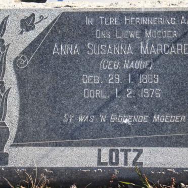 LOTZ Anna Susanna Margaretha nee NAUDE 1889-1976