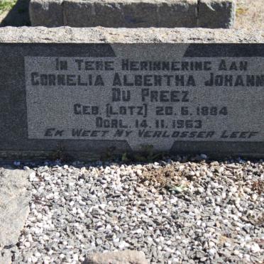 PREEZ Cornelia Albertha Johanna, du nee LOTZ 1884-1963