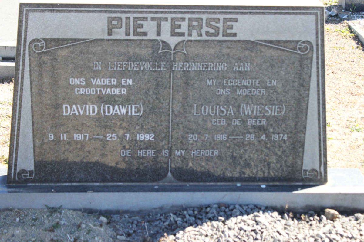 PIETERSE David 1917-1992 &amp; Louisa DE BEER 1916-1974