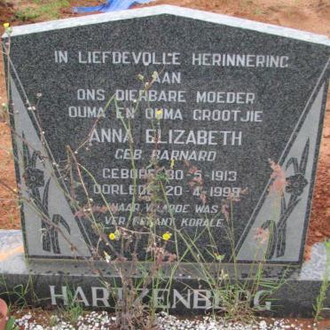 HARTZENBERG Anna Elizabeth nee BARNARD 1913-1999
