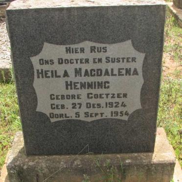HENNING Heila Macdalena nee COETZER 1924-1954