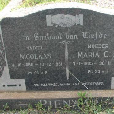 PIENAAR Nicolaas 1896-1961 &amp; Maria C.S. 1905-1989