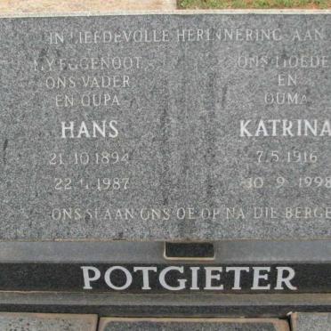 POTGIETER Hans 1894-1987 &amp; Katrina 1916-1998